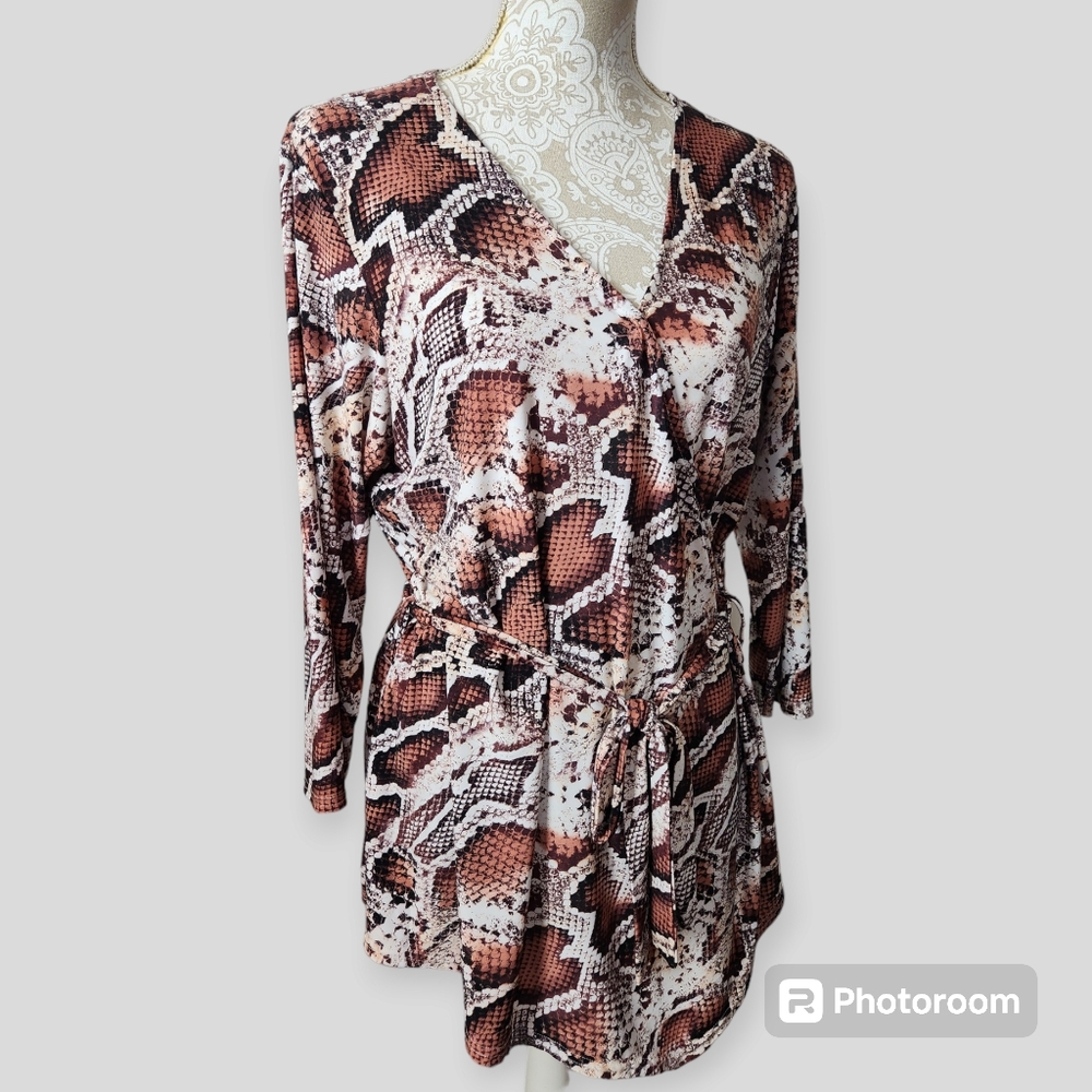 Venus Wrap Baddie Mob Wife Style Python Print Blouse size 2X